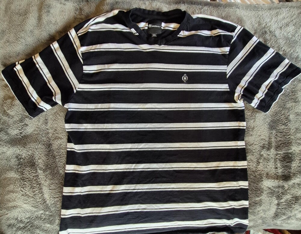 Akademiks Shirt Mens 3XL Striped Streetwear Urban Casual Embroidered Tee